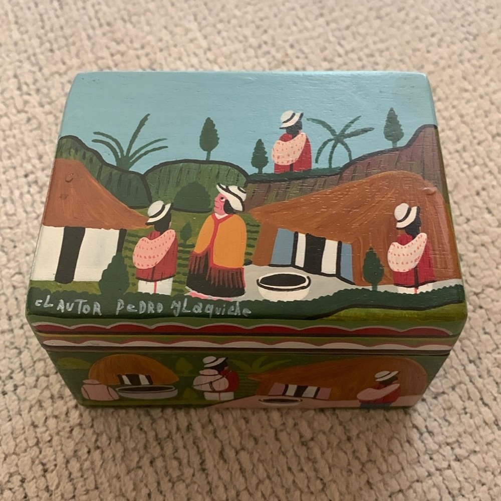 Ecuadorian Indigenous Painted Farm Keepsake Box